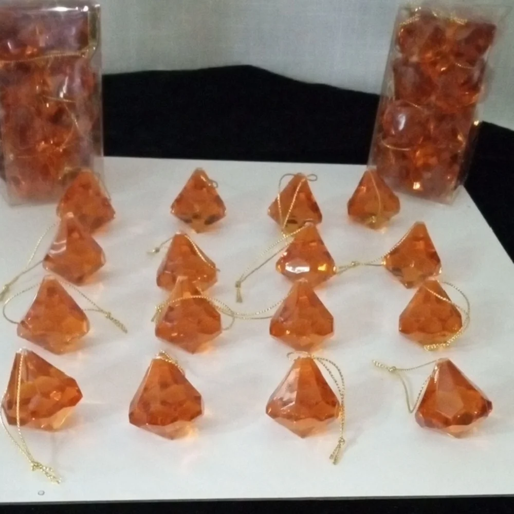 3 Packs Copper Acrylic Diamond Hanging Ornaments Party Wedding Decor